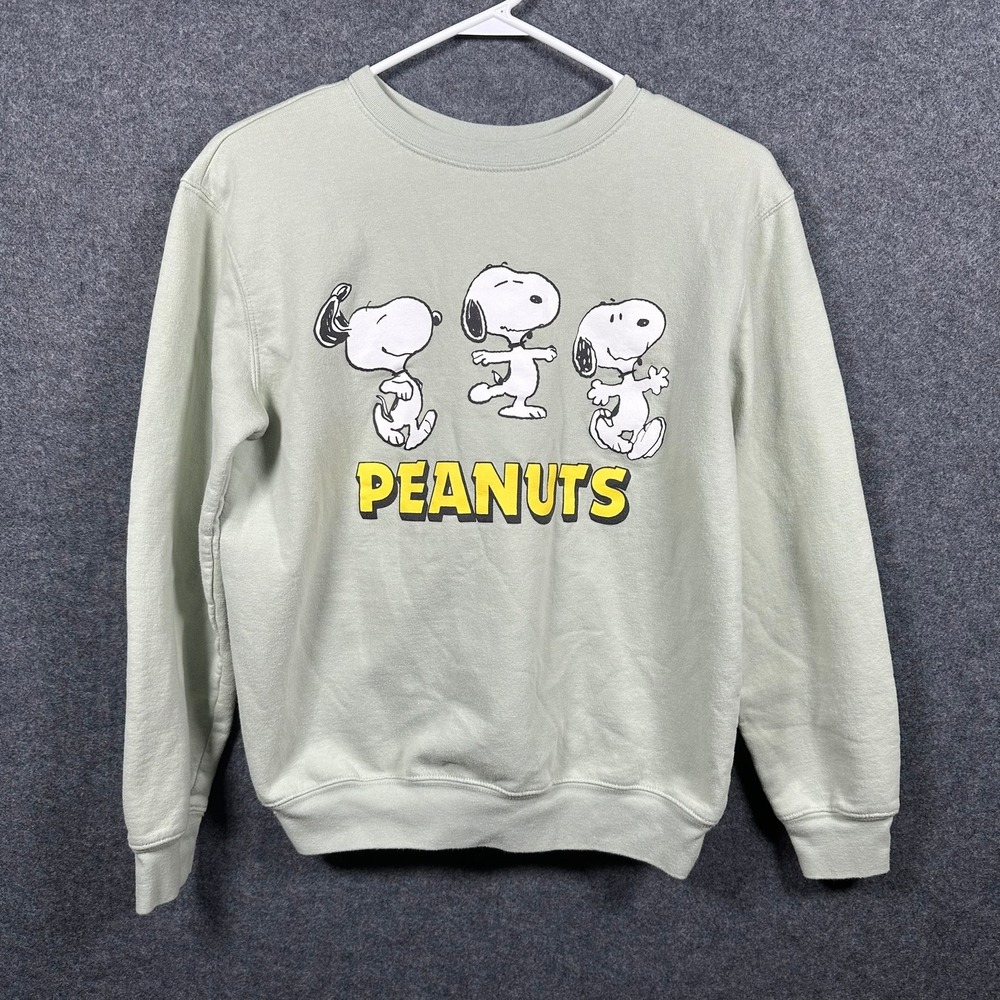 Love Tribe Peanuts Snoopy Dancing Graphic Sweatshirt Mint Green Womens Medium